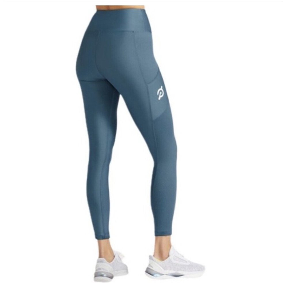 Peloton Women Show Up Leggings Size L Blue Pockets High Rise